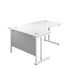 Twin Upright Left Hand Radial Desk 1600 X 1200 White With White Frame No Pedestal