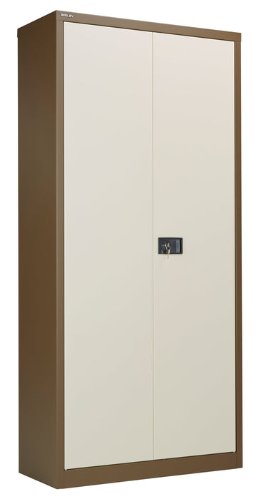 Bisley Steel Double Door Contract Cupboard With 4 Shelves Coffee Cream