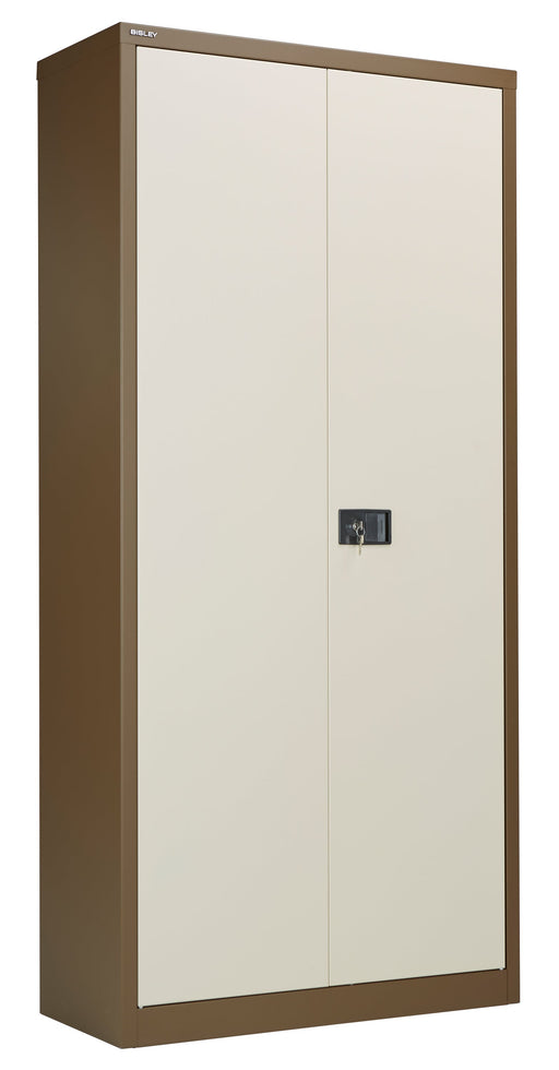 Bisley Steel Double Door Contract Cupboard With 4 Shelves Coffee Cream