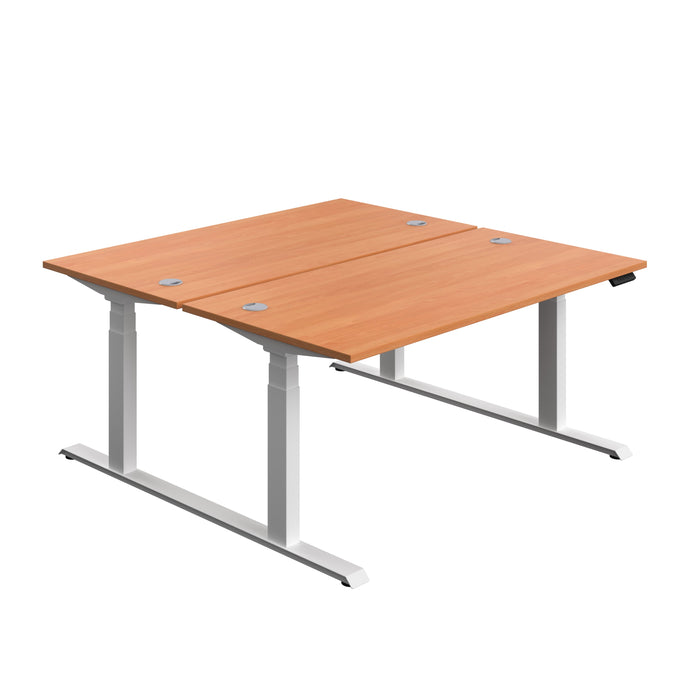 Economy Back To Back Sit Stand Desk (FSC) | 1600 X 800 | Beech/White