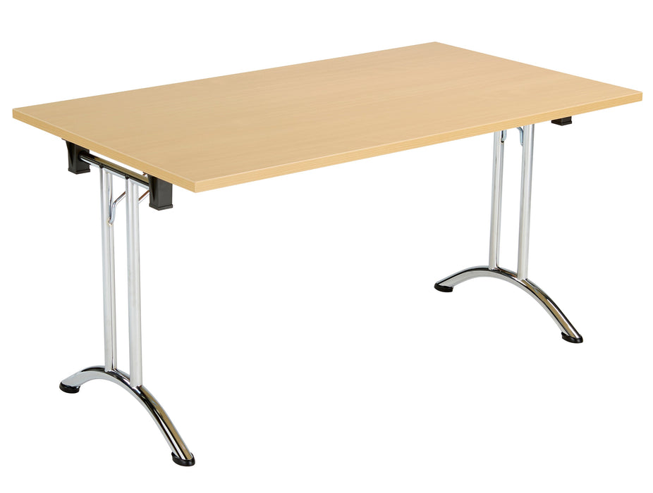 One Union Rectangular Folding Table 1400 X 800 Chrome Nova Oak