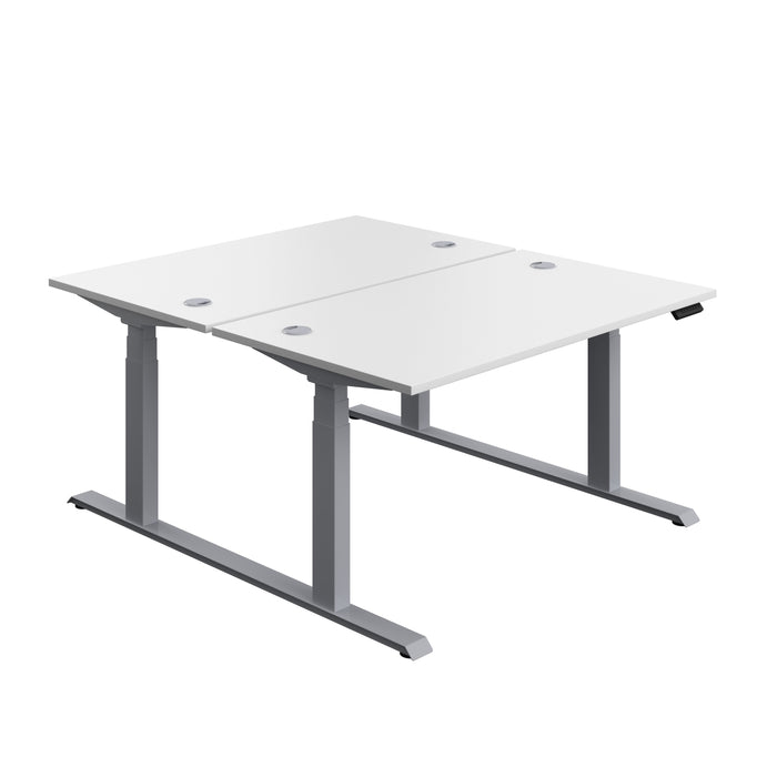 Economy Back To Back Sit Stand Desk (FSC) | 1400 X 800 | White/Silver