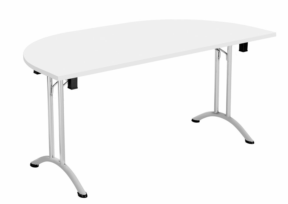 One Union D End Folding Table 1600 X 800 Silver White