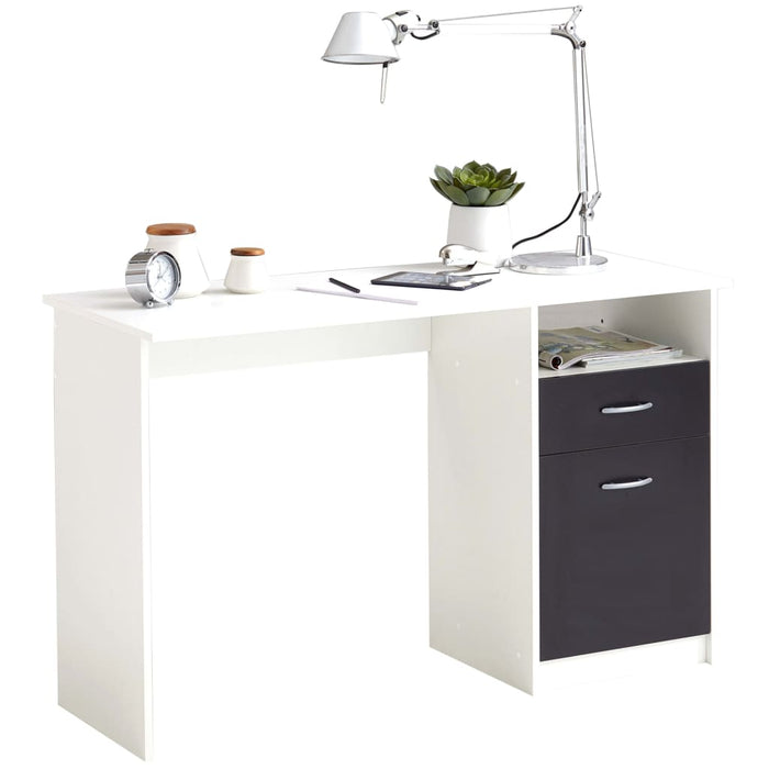 FMD Desk with 1 Drawer 123x50x76,5 cm White and Black