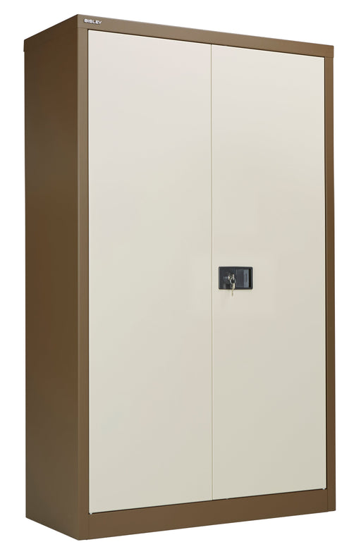 Bisley Steel Double Door Contract Cupboard With 3 Shelves Coffee Cream