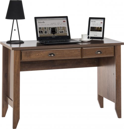Teknik Oiled Oak Effect Laptop Home Office Study Desk With Stationery And Keyboard Drawer - image 2