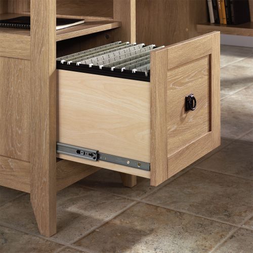 Teknik L-Shaped Executive Desk With Dover Oak Finish and Stylish Slate Coloured Desktop - image 5