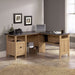 Teknik L-Shaped Executive Desk With Dover Oak Finish and Stylish Slate Coloured Desktop