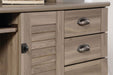Teknik Louvre Hutch Desk in a Salt Oak Finish with Slide Out Keyboard/Mouse Shelf Multiple Storage Cubbyholes Within Hutch and Filer Drawer - image 3