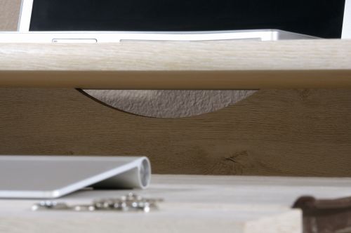 Teknik Chalked Wood Computer Desk with Chalked effect Chestnut Finish Two Storage Drawers Flip Down Keyboard Drawer and Vertical Storage Area - image 12