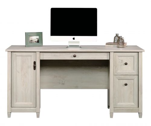 Teknik Chalked Wood Computer Desk with Chalked effect Chestnut Finish Two Storage Drawers Flip Down Keyboard Drawer and Vertical Storage Area - image 14