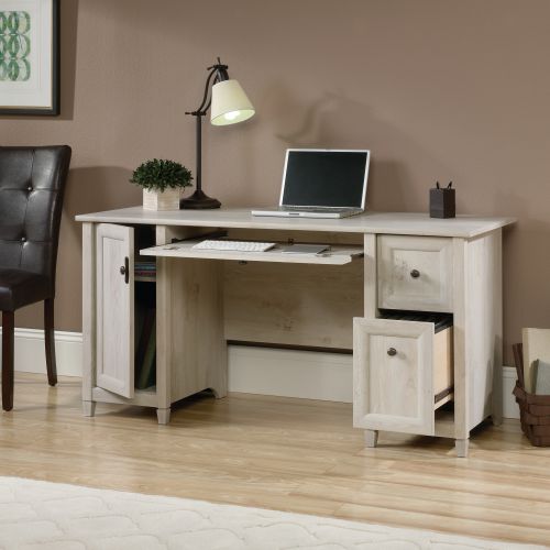 Teknik Chalked Wood Computer Desk with Chalked effect Chestnut Finish Two Storage Drawers Flip Down Keyboard Drawer and Vertical Storage Area - image 3