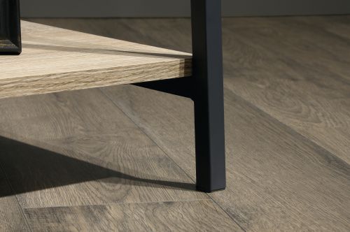 Teknik Industrial Style TV Stand with Durable Black Metal Frame and Charter Oak Effect Shelves and Room for 36in TV - image 3