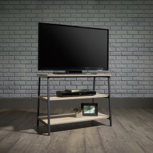 Teknik Industrial Style TV Stand with Durable Black Metal Frame and Charter Oak Effect Shelves and Room for 36in TV