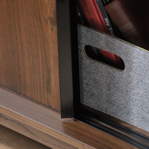 Teknik Hampstead Park Wide Bookcase Grand Walnut Effect Finish Two Fixed Display Shelves One Adjustable Shelf Sliding Doors and Sturdy Wooden F - image 6