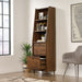 Teknik Hampstead Park Narrow Bookcase Grand Walnut Effect Finish Two Fixed Display Shelves Two file Drawers and Sturdy Wooden Feet - image 2