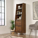 Teknik Hampstead Park Narrow Bookcase Grand Walnut Effect Finish Two Fixed Display Shelves Two file Drawers and Sturdy Wooden Feet