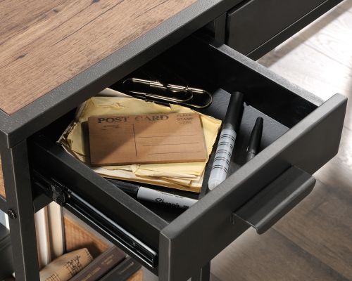 Teknik Boulevard L Shaped Desk Black Finish Contrasting Vintage Oak Accent Effect - image 10