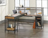 Teknik Boulevard L Shaped Desk Black Finish Contrasting Vintage Oak Accent Effect