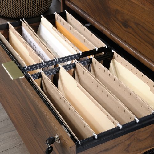 Teknik Clifton Place Lateral Filer with Grand Walnut Effect Finish Two Spacious File Lockable Drawers and Solid Wooden Feet - image 8