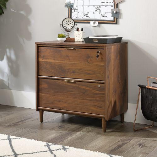 Teknik Clifton Place Lateral Filer with Grand Walnut Effect Finish Two Spacious File Lockable Drawers and Solid Wooden Feet