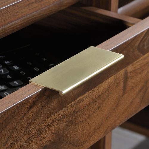Teknik Clifton Place L-Shaped Executive Desk Grand Walnut Effect Finish Flip Down Keyboard Shelf Two File Drawers Three Storage Drawers Cubby S - image 8