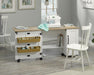 Teknik Sewing / Craft Cart Soft White Finish with Lintel Oak Accents 2 large double doors 2 adjustable shelves behind smaller doors - image 3