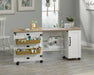 Teknik Sewing / Craft Cart Soft White Finish with Lintel Oak Accents 2 large double doors 2 adjustable shelves behind smaller doors