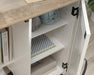 Teknik Sewing / Craft Cart Soft White Finish with Lintel Oak Accents 2 large double doors 2 adjustable shelves behind smaller doors - image 10