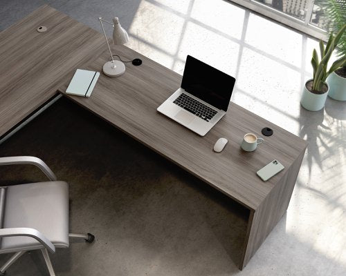 Teknik Affiliate 1500600 Desk in a Hudson Elm effect finish, two grommet holes for cord management - image 8