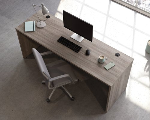 Teknik Affiliate 1800600 Desk in a Hudson Elm effect finish two grommet holes for cord management - image 3