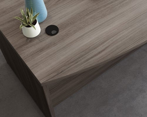 Teknik Affiliate 1500870 Bow Front Desk in a Hudson Elm effect finish two grommet holes for cord management - image 4