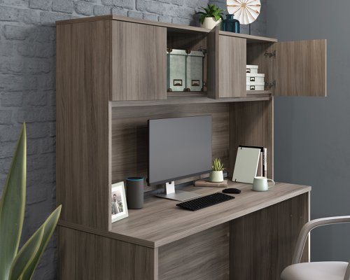 Teknik Affiliate 1500 Hutch in a Hudson Elm effect finish, hidden storage behind two double doors - image 2