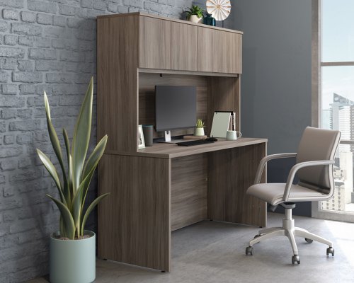 Teknik Affiliate 1500 Hutch in a Hudson Elm effect finish, hidden storage behind two double doors - image 3