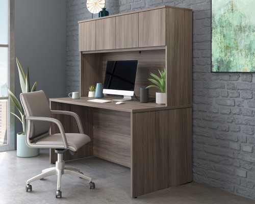 Teknik Affiliate 1500 Hutch in a Hudson Elm effect finish, hidden storage behind two double doors - image 4