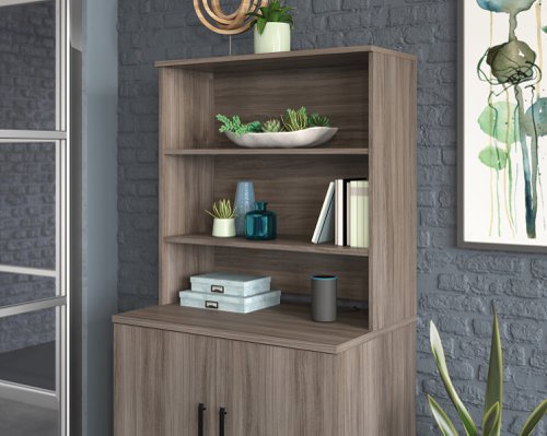 Teknik Affiliate Hutch For Storage Units in a Hudson Elm effect finish