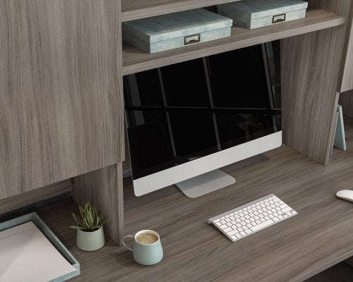 Teknik Affiliate 1800 Hutch in a Hudson Elm effect finish, hidden adjustable shelves for storage behind two doors - image 6