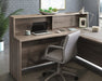 Teknik Affiliate 1800 Low Reception Hutch in a Hudson Elm effect finish, two open storage cubbies for clutter free display - image 2