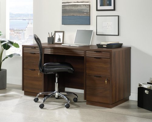 Teknik Elstree Credenza Desk in Spiced Mahogany