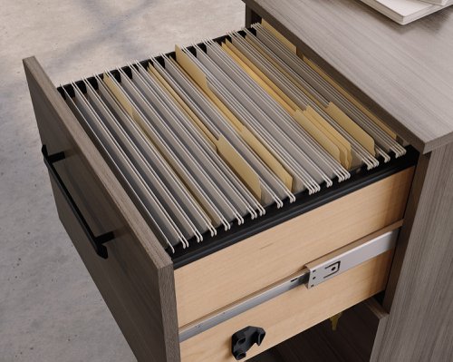 Teknik Affiliate 2 Drawer Mobile Pedestal in a Hudson Elm effect finish two spacious file lockable drawers - image 3