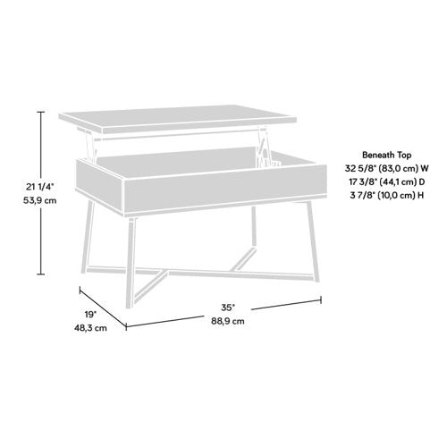 Teknik Canyon Lane Lift-Up Coffee / Work Table Brew Oak effect durable 1in thick lift up top hidden storage and 360 degree all round finish - image 10