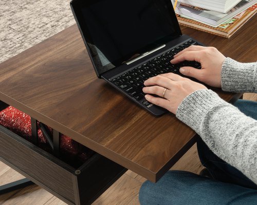 Teknik Canyon Lane Lift-Up Coffee / Work Table Brew Oak effect durable 1in thick lift up top hidden storage and 360 degree all round finish - image 4
