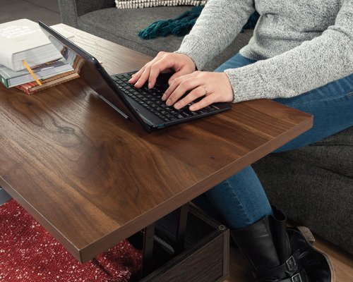 Teknik Canyon Lane Lift-Up Coffee / Work Table Brew Oak effect durable 1in thick lift up top hidden storage and 360 degree all round finish - image 5