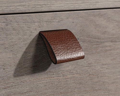 Teknik Avon Leather Handled Wall Desk Mystic Oak space saving hanging design flip down door, shelf leather pull and tack board - image 4