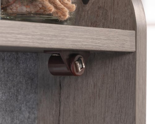Teknik Avon Leather Handled Wall Desk Mystic Oak space saving hanging design flip down door, shelf leather pull and tack board - image 8