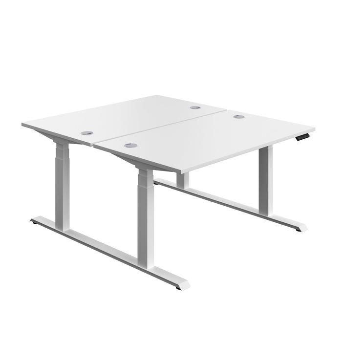 Economy Back To Back Sit Stand Desk (FSC) | 1400 X 800 | White/White