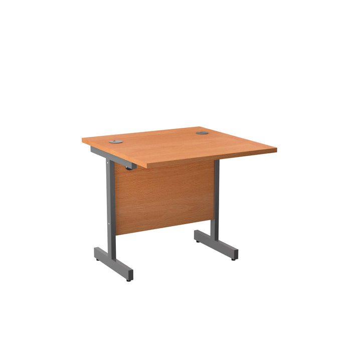 Single Beech Upright Rectangular Desk 800 X 800 Silver