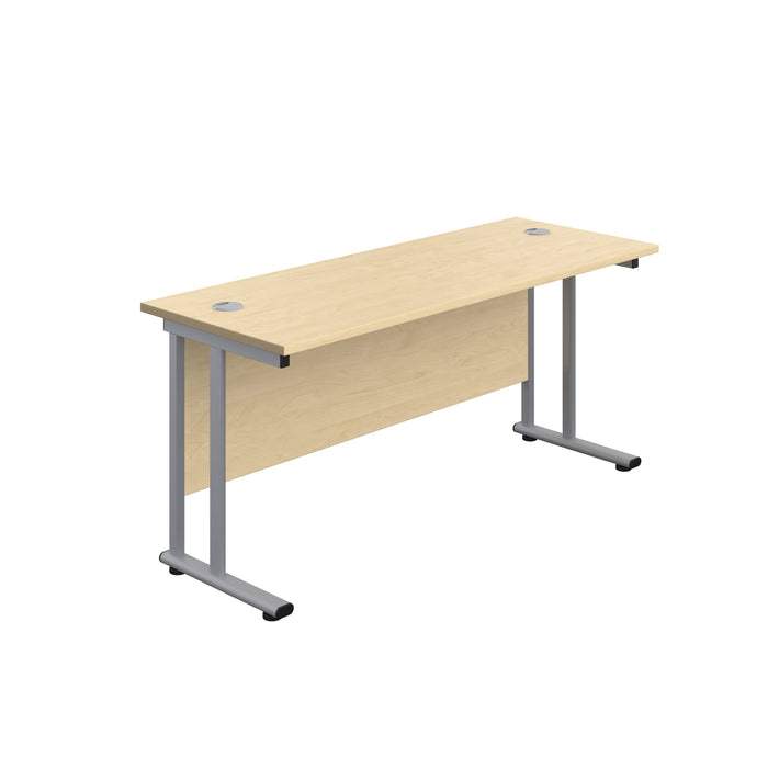 Twin Upright Maple Rectangular Desk 1800 X 600 Silver