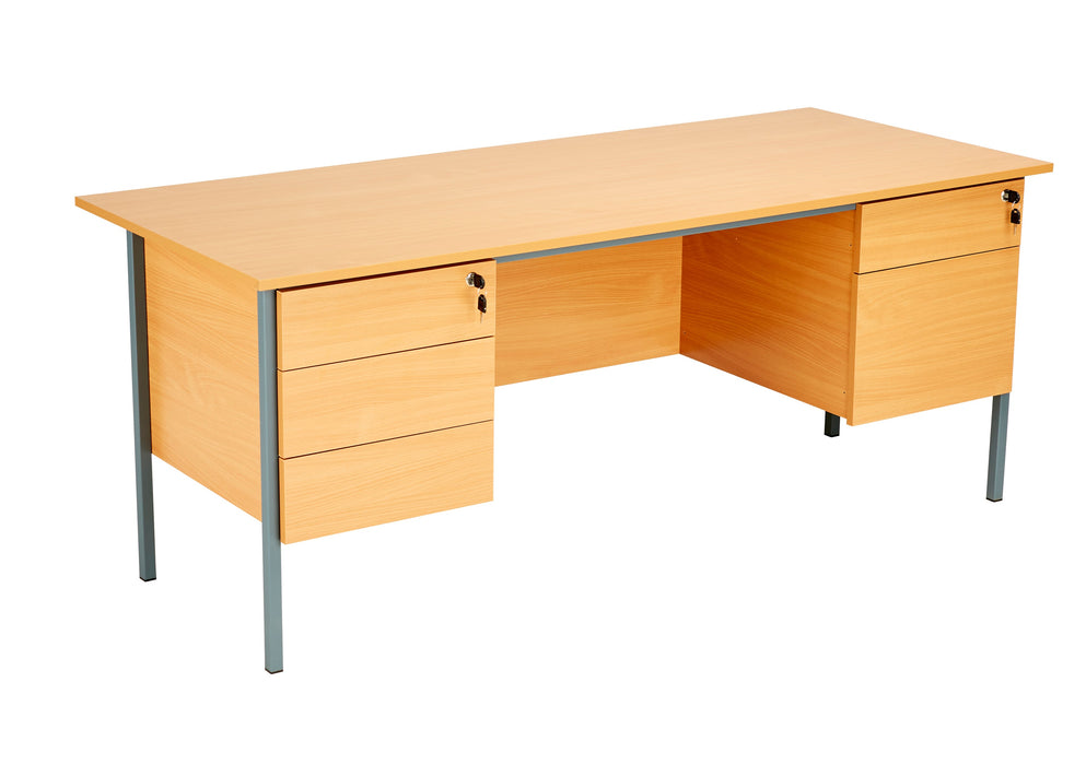 Eco 18 Rectangular Desk With 2 And 3 Drawer Pedestal 1800 X 750 Beech With Black Frame