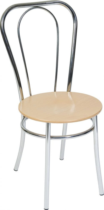 Teknik Bistro Deluxe breakout chair with polished light wood effect seat chrome legs and backrest (MOQ of 4 - priced individually)